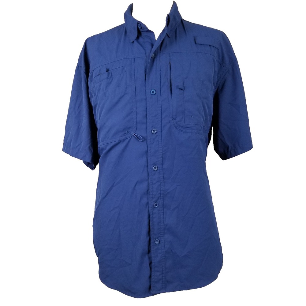 Reel Legends Saltwater II Shirt Mens XL Blue Short Sleeve Fishing Outdoors Poly